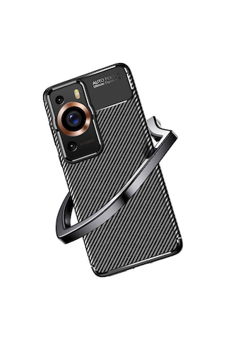 Huawei P60 Pro İle Uyumlu Kılıf Focus Karbon Tasarım Telefon Kılıfı Kapak