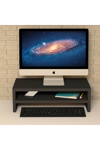 Emkawood Beliz Monitör Yükseltici Laptop Sehpası Siyah
