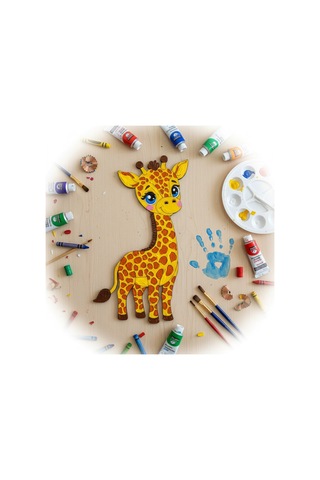 Boyanabilir Ahşap Zürafa Figürü 18x10 Cm 10 Adet