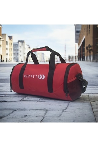 My Geppeto Bag Unisex Fitness Silindir Spor Çantası Kırmızı