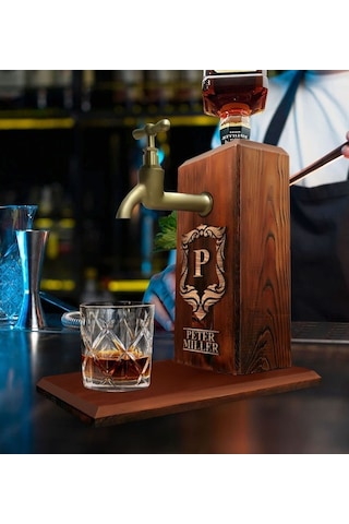 Novahub Muhteşem Kişiselleştirilmiş Ahşap İçki Standı-2 Musluklu