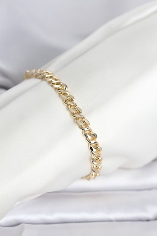 Cm 14k Gold Renk Yassı Zincir Model Kadın Bileklik - Lisinya Çok Renkli 34681084