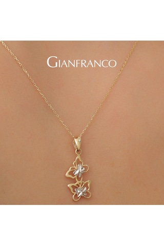 Gianfranco 14 Ayar Çift Kelebek Kolye Ucu