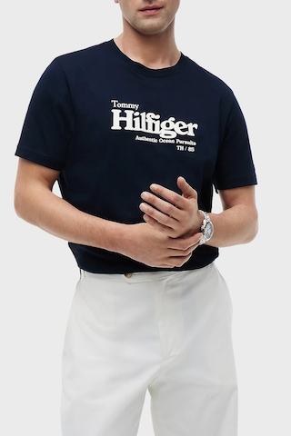 Tommy Hilfiger % 100 Pamuk Regular Fit Bisiklet Yaka T Shirt Erkek T Shirt Mw0mw43448 Dw5 Lacivert