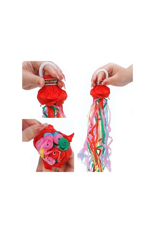 Sunup Çek-bırak Karışık Konfeti Atıcı - Renkli Kağıt Şeritli Parti Popper 10'lu Paket