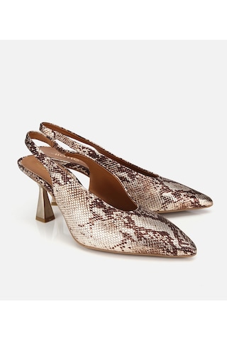 Hotiç Kadın Deri Gold Arkası Açık Kısa Topuklu Stiletto 01ayh323410a540 01ayh323410a540
