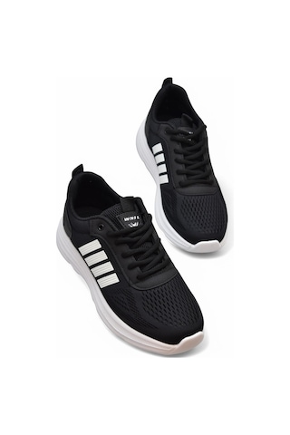 Papatay 4310-1 Tam Ortopedik Taban Unisex Spor Ayakkabı Yazlık Hafif Eva Taban Günlük Spor Ayakkabı SİYAH-BEYAZ