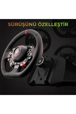Flashfire F117 Monaco 900 / 270 Titreşimli Yarış Direksiyon Seti Hall-effect Sensör, 6 İleri Manuel Vites, 3 Pedallı Pc / Ps4 / Ps3 / Xbox Series X S / Switch Uyumlu