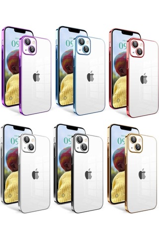 Apple Uyumlu iPhone 14 Kilif Kamera Korumali Renkli Çerçeveli Zore Gara 563310905