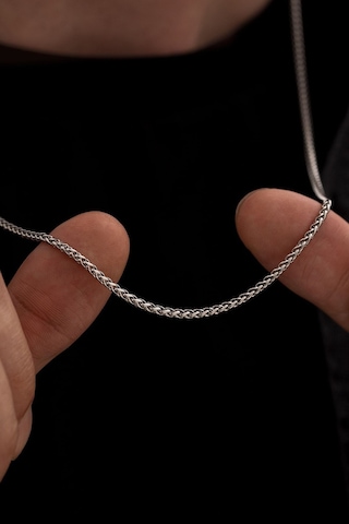 Vog Yuvarlak Kral Model Çelik Erkek Kolye Zincir 2.5mm Orta Kalınlıkta Beyaz