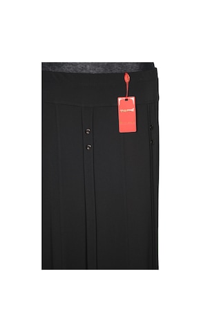 Hesna Kadın Pelin Krep Kumaş Süs Düğmeli Astarlı Lastikli Siyah Etek Siyah