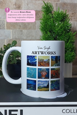 Van Gogh -tarihi Sanat Tasarımlı Artworks Baskılı Porselen Kupa Bardak Çok Renkli