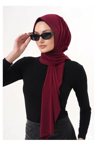 Alivascarf Pratik Hazır Çıtçıtlı Büzgülü Tesettür Şal Bordo