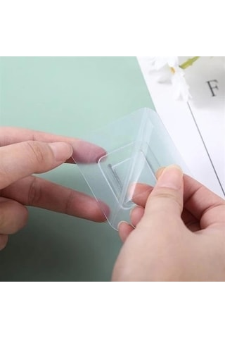 Eşya Sabitleme Askısı 10 Çift Şeffaf Çift Taraflı Yapışkanlı Geçmeli Klips Çok Renkli