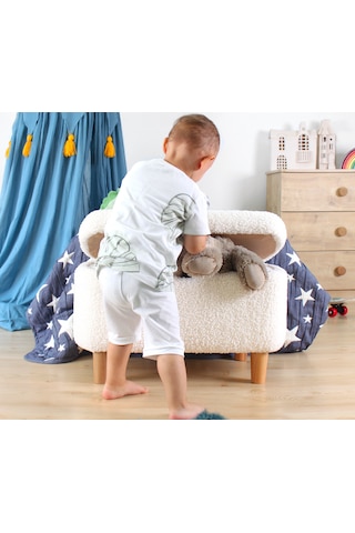 Yomme Çocuk Sandıklı Teddy Puf Beyaz