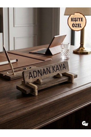 Kişiye Özel Doğal Ahşap Masa Üstü Ünvan İsimlik Ceviz Kişiye Özel Ceviz