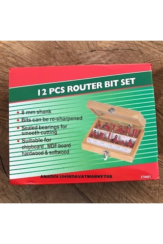 Dia 12 Parça Ahşap Oyma Freze Seti Ağaç ve Mdf Freze Seti 8Mm