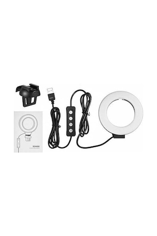 Pazly 4 Led Yüzük Işığı 3200k-6500k 11 Seviye Parlaklık Usb Beslemeli Soğuk Ayaklı Klemeli Montajlı Siyah Siyah