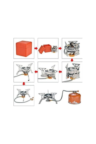 Dancemonkey Mini Split Soba, Taşınabilir Gaz Brülör, Kıvılcım, Üç Başlıklı Soba, Açık Hava Ekipmanı, Piknik, Kamp, Yürüyüş, Gümüş Gümüş