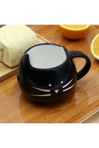 Seramik Sevimli Kedi Kupalar Kaşık Kahve Çay Süt Ile Hayvan Bardaklar Saplı 400 Ml Drinkware Güzel Hediyeler Kedi Kupa Kupa Kupa İle Kupa Siyah 07 Beyaz
