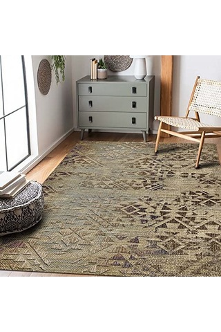 Aspen Desenli Kadife Pamuk Tabanlı Yıkanabilen Kaydırmaz Antibakteriyel Salon Halısı 140x200 Genel