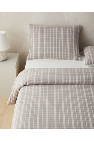 English Home Glen Plaid İpliği Boyalı Çift Kişilik Çarşaflı Nevresim Takımı 200x220 Cm Koyu Bej Koyu Bej
