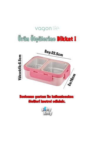 Vagonlife Lunch Box 700 Ml Tek Kat İki Bölmeli Metal Kaşıklı fflbox7096