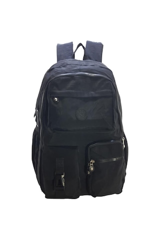 Klinkır Okul Çantası Lise Ortaokul Üniversite Kadın Sırt Çantası Hafif Kumaş Çok Cepli Siyah