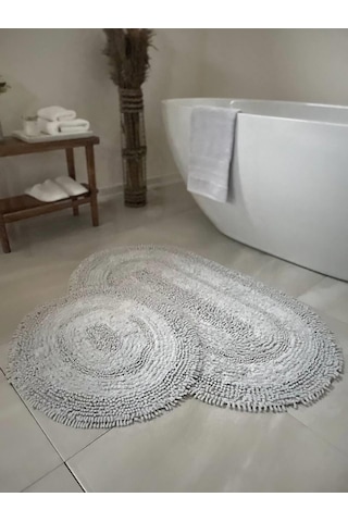 Makaroni Doğal Pamuklu 2'li Banyo Paspas Seti 60x100+50x60 Cm Bej