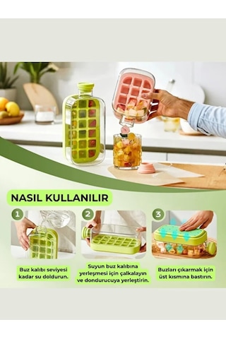 Mucit Home 1000 Ml Buz Kalıbı Pipetli Matara Soğuk İçecek Şişesi Buzluklu Suluk Renkli