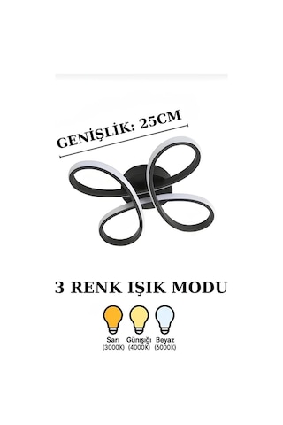 Daisy 4 Lü Siyah Avize Plafonyer 3 Renkli Modern Salon, Mutfak, Çocuk Odası, Antre Aydınlatma