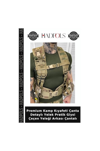 Hadpols Premium Kamp Kıyafeti Çanta Detaylı Yelek Pratik Giysi Çeçen Yeleği Arkası Çantalı Çok Renkli