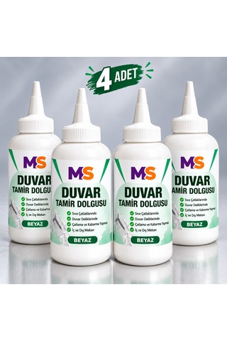 4 Adet Hazır Duvar Tamir Dolgusu Beyaz 220 Gr Macunu Zemin Alçı Sıva Çatlak Boşluk Onarıcı Giderici 1 KG