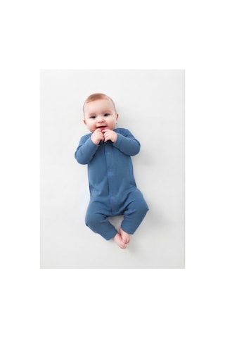 Gülerçocuk Unisex Bebek Tulumu Uzun Kollu Çıtçıtlı Pamuk Penye Likrali Soft Yenidoğan Bebek Tulumuu Mavi Mavi