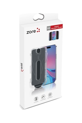 Apple Uyumlu iPhone 14 Pro Zore Kolay Uygulama Aparatlı 5d Magic Privacy Glass Hayalet Cam Ekran Koruyucu