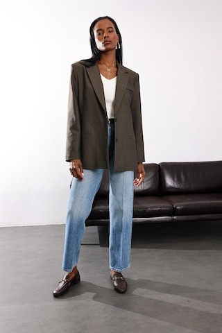 Koyu Haki Düğmeli Oversize Ceket 17255 Koyu Haki