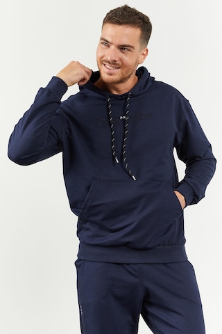 Tommy Life İndigo Kapüşonlu Kanguru Cep Lastik Paça Erkek Oversize Eşofman Takımı - 85117 İndigo