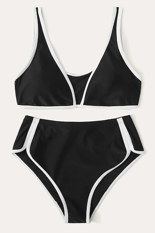 Kadın Siyah Pedli Yüksel Bel Sütyen Külot Takımı Siyah