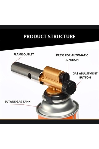 Createtech Elektronik Ateşleme Bakır Alev Bütan Gaz Brülörü Tabancası, Kamp Piknik Barbekü Kaynak Ekipmanları Çok Renkli