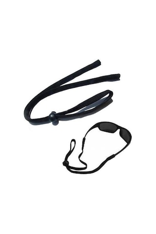 Fermuarlı Güneş Gözlük Kutusu Kılıfı Temizleme Seti Gözlük İpi Siyah