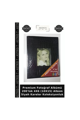 Premium Fotoğraf Albümü 200'lük 4x6 10x15 Albüm Siyah Kareler Koleksiyonluk