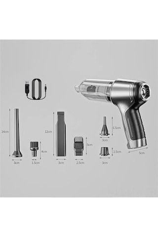 Novahub Kablosuz 3'ü 1 Arada Araç El Süpürgesi - 12000pa Emiş, 2 Modlu Temizleme, Üfleme Fonksiyonlu Gri