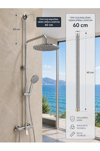 Yağmur Duş Kısa Spiral 70 Cm Acar 18.07.600 Açık Gri