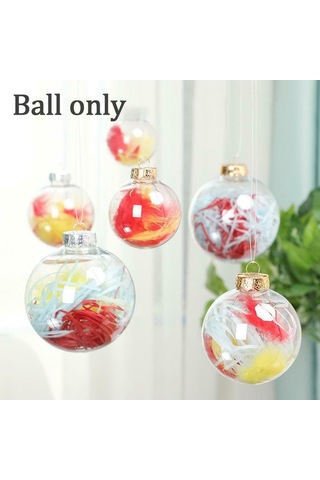 Mufunye 6cm Altın Kapaklı Pe Plastik Boş Top, Noel Düğün Dekorasyonu İçin Doldurulabilir Şeffaf Sphere