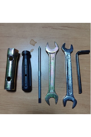 5 Parça Motorsiklet Bisiklet Avadanlık Tamir Seti Set Buji Anahtar Yıldız Düz Tornavida Scooter