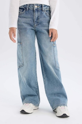 DeFacto Kız Çocuk Wide Leg Kargo Geniş Paça Jean Pantolon D7386A825SMNM39 Mavi