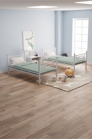 Moblay Defne Genç Çocuk Yatak Odası Metal Ranza Ve Karyola 90x200 Beyaz 90 x 200