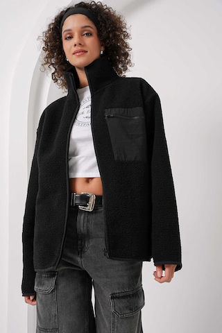 Gabria Fermuarlı Tek Cep Hırka Siyah