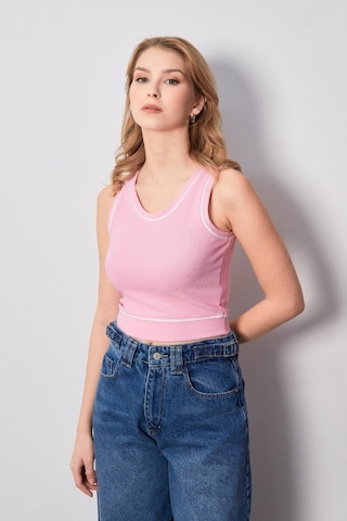 Fullamoda Fitilli U Yaka Body 25ygb7220128345-pembe Pembe