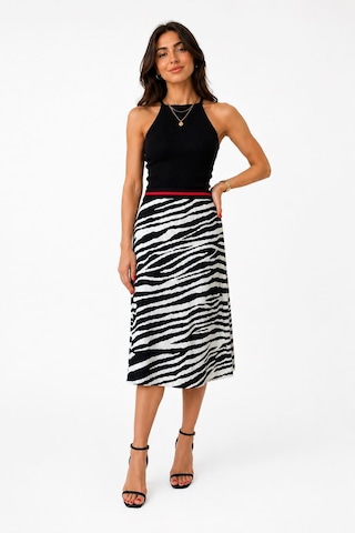 Neden Tekstil Kadın Zebra Desenli Midi Etek - Çok Renkli